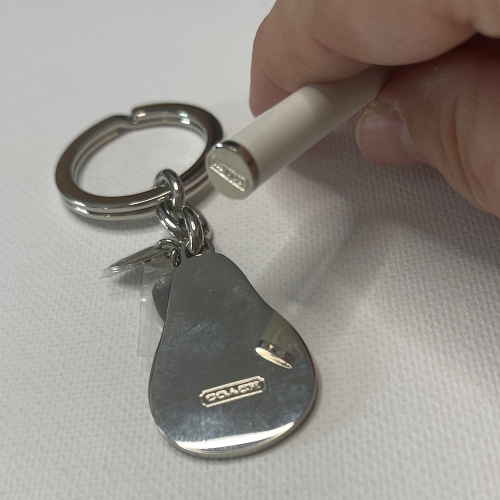 Coach Silver Pear Keychain and White Coach Pen Set - Picture 5 of 6